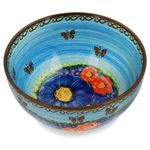 Polish Pottery Bowl 6" Blue Garden Unikat. Fixed Price $84.99.