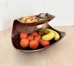 Nambe Double Dip Server Wei Young Sculptural Freeform Bowl Organic Modern Mcm. Fixed Price $148.99.
