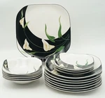 Vintage Sango Quadrille Black Lilies Soup Bowl, Salad /dinner /chop Plate *pick*. Fixed Price $10.00.