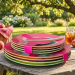 Summer Picnic Melamine Plates New 8 Total, 11" & 9" Tropical Birds Parrot Toucan. Fixed Price $28.00.