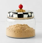 Mackenzie-childs Courtly Check Kitchen Canister, Decorative Black & White Glass. Fixed Price $78.99.