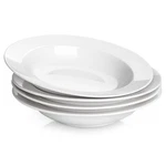 4PC Yhy White Porcelain Soup Pasta Bowls 20OZ Wide Rim Salad Plates Set. Fixed Price $57.87.