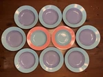 10 Lindt Stymeist Colorways Rimmed Soup Pasta Bowls 9" Teal Blue Pink. Fixed Price $250.00.