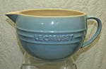 Creuset Turquoise Caribbean Blue 2 Qt Batter Mixing Bowl W/ Spout & Handle. Fixed Price $45.00.