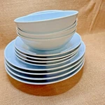 Royal Doulton Gordon Ramsay Maze Blue 14PC Dinnerware Set Plates Bowls Mugs Euc. Fixed Price $99.99.