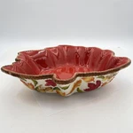 Temp-tations Harvest Leaf Baking Dish 2 Qt Red Multicolor Ceramic Autumn Bowl. Fixed Price $34.99.