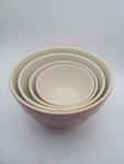 Vintage Denmark Stoneware Nesting Mixing Bowl Set 4 Multicolor Farmhouse Decor. Fixed Price $35.00.
