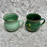 Vintage, Mackenzie Childs Green Enamelware 2PC Mugs. Fixed Price $94.95.