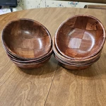 Set Of 12 Woven Wood Bowl Round Brown Glossy Basket Weave. Fixed Price $25.99.