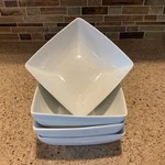 Better Homes & Garden 4 Cereal Soup Bowls Square 6-3/8" X 2.5" Porcelain White. Fixed Price $28.99.