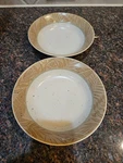 Epoch Panama E929 Soup / Cereal Bowls Tan Brown Palm Leaves Stoneware. Fixed Price $12.00.
