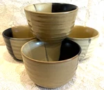 Set Of 4 Sango Gold Dust Black 5022 Deep Bowl 5-3/8" X 3.25" Brown Tan Modern. Fixed Price $39.00.