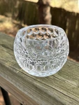 Fitz & Floyd Round Optic Dimpled Circles Heavy Crystal Votive Candle Bowl .. Fixed Price $6.45.