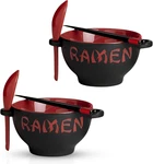 Japanese Ramen Bowl With Chopsticks & Soup Spoons, Red Dinnerware Set For Gifts,. Fixed Price $49.99.