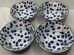 Japanese Porcelain Rice Soup Bowls Blue Made 4.5"D New. Fixed Price $44.95.