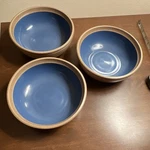 Noritake Madera 8478 Set Of 3 Round Stoneware Soup Bowls Blue/beige. Fixed Price $40.00.