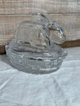 Williams & Sonoma Clear Glass Bunny Basket Candy Dish W/lid. Fixed Price $19.99.