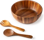 Bill.f Wooden Serving BOWL,12" Acacia Large Salad Set With Spoon. Fixed Price $77.99.