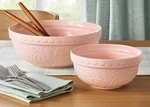 Members Mark Two (2) Piece Floral Ceramic Prep Serve Bowls Pink. Fixed Price $48.00.