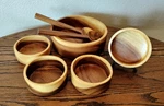 Crate And Barrel Acacia Wood Salad Serving Bowl Set With Spoons Of 7. Fixed Price $35.59.