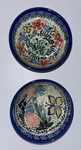 Unikat Polish Pottery Round Footed Bowl 5.5" Garden Butterfly Floral Set (2). Fixed Price $44.00.