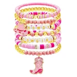 Western Cowgirl Clay Bead Stretch Bracelets With Cowboy Hat Boot 7PCS,PINK. Fixed Price $16.38.