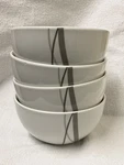 Tabletops Gallery Curves 5" Cereal Bowls - Set Of 4 White With Grey. Fixed Price $20.00.