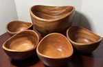 Crate & Barrel Acacia Wood Individual Salad Bowls 6 2 3/4 (lot Of 5) *read. Fixed Price $39.99.