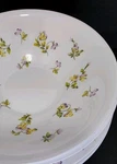 4 Martha Stewart Everyday Glass Soup Cereal Bowls Pansies Purple Yellow France. Fixed Price $29.00.