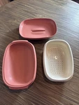 Vintage Tupperware Microwave Food Steamer 6 Cup Dusty Rose Pink Piece 1273-5. Fixed Price $19.99.