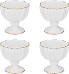 9 Oz Fine Porcelain White Dessert Ice-cream Serving Bowl, Handcraft Golden Trim,. Fixed Price $37.99.