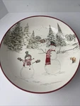 Williams Sonoma Snowman Serving Bowl 12.5" Winter Christmas Retired Nwt. Fixed Price $169.15.