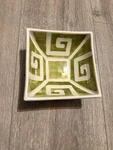The Mane Lion Greek Key Cup Ceramic Dipping Bowl Square Made Italy Green. Fixed Price $23.99.