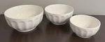 Nesting Porcelain Mixing Bowls Creamy White Fluted Ribbed Sweese / Set Of 3. Fixed Price $40.00.