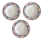 Mikasa Intaglio CAC84 Collage Bright Colors 3 Rimmed Soup Bowls 9 1/4. Fixed Price $49.99.