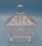 Studio Crystal Clear Pressed Glass Footed Candy Dish & Lid Grape Vine Design. Fixed Price $13.49.
