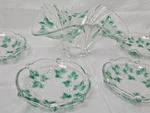 Mikasa Queens Garden Green Ivy Crystal Bowl Set. Fixed Price $65.00.