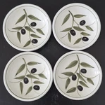 4 Harry & David Round Olive Branch Ceramic Dipping Condiment Nut Bowls 3.7". Fixed Price $19.99.