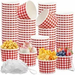 100 Pack Red And White Gingham Ice Cream Cups With Plastic Spoons 12 Oz Dispo.... Fixed Price $42.16.