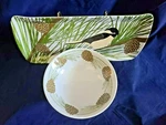 Merritt Melamine Serveware Chickadees Loaf Tray And Bowl Art By Kate Nelligan. Fixed Price $42.99.