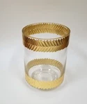 New Diamond Star Clear Glass,gold Leaf Trim Design Decorative Cylinder Jar,vase,. Fixed Price $33.99.