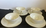 Lenox China Olympia X-303 Cream With Gold Trim Cup & Saucer Set Of 4 Euc Usa. Fixed Price $24.50.