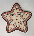 Temptations By Tara Old World Star Shaped Dish Blue Red Fireworkfetti 9". Fixed Price $20.00.