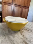 Vintage Tupperware Servalier Bowl Cup Yellow 836 White Lid 837. Fixed Price $12.00.