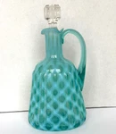 Northwood/hobbs Brockunier Turquoise/blue Opalescent Ribbed Lattice Cruet. Fixed Price $89.00.