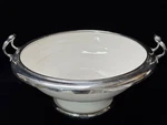 Intrada Tuscan Porcelain And Pewter Footed Centerpiece Bowl. Fixed Price $150.00.