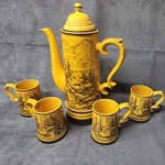 Royal Sealy & Ship Seascape Tankard Set Inc. Coffee Pot 4 Mugs U-11A. Fixed Price $93.75.