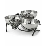 Michael Aram Black Orchid Triple Nut Dish Metal Serving Bowls Floral Theme. Fixed Price $175.00.