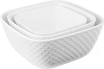 Le Regalo 3-PIECE Stoneware Square Set White Honeycomb Nesting. Fixed Price $29.99.