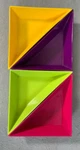Zak! Designs Set 4 Bright Multi Color Triangle Bowls Dip Sauce Condiment Table. Fixed Price $12.99.